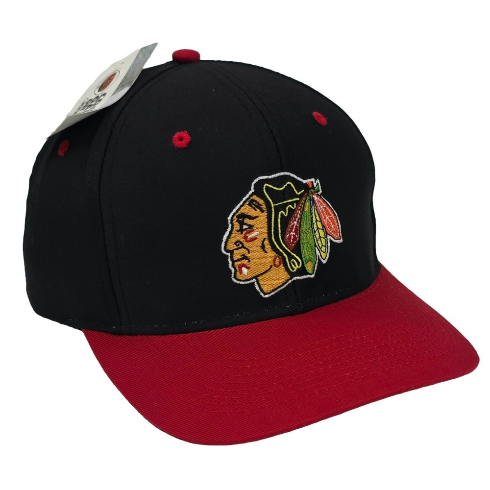 Chicago Blackhawks Hat Vintage Logo 7 Snapback NHL Hockey Cap Black Red‎ w/ Tags